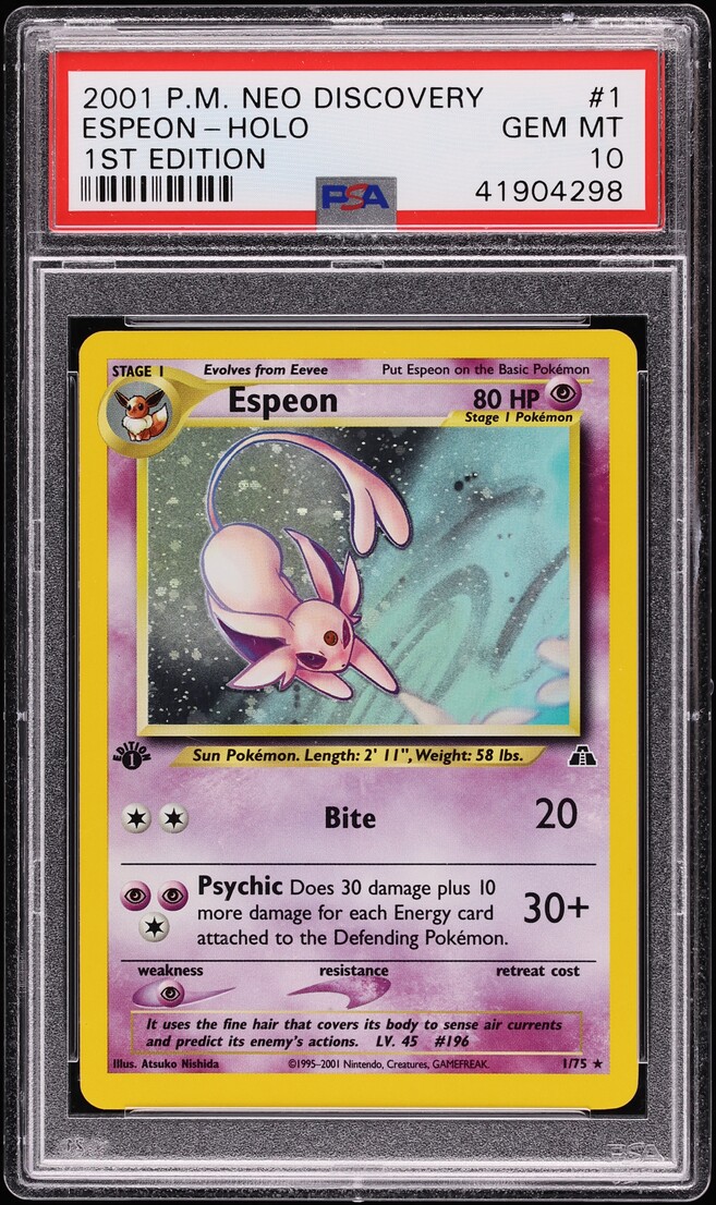 2001 Pokemon Neo Discovery 1st Edition Holo Espeon #1 PSA 10 GEM MINT