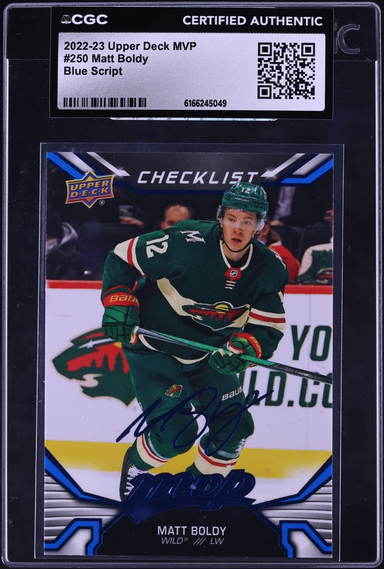 2022 Upper Deck MVP Blue Script Matt Boldy ROOKIE #250 CGC AUTH