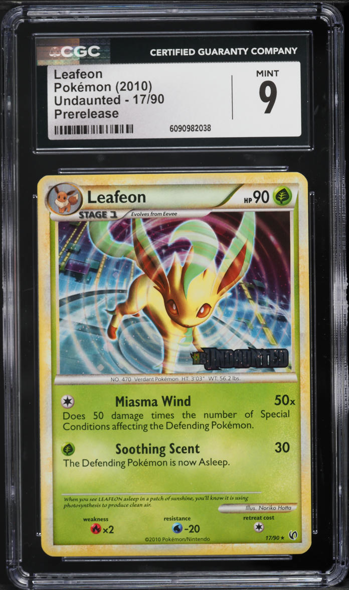 2010 Pokemon HeartGold & SoulSilver Undaunted Prerelease Leafeon #17 CGC 9 MINT