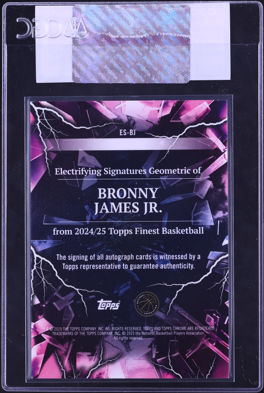 2024 Finest Electrifying Red Geometric Refractor Bronny James Jr. Rc AUTO /5 #ES-BJ CGC AUTH - Photo 2
