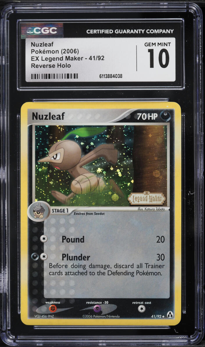 2006 Pokemon EX Legend Maker Reverse Holo Nuzleaf #41 CGC 10 GEM MINT