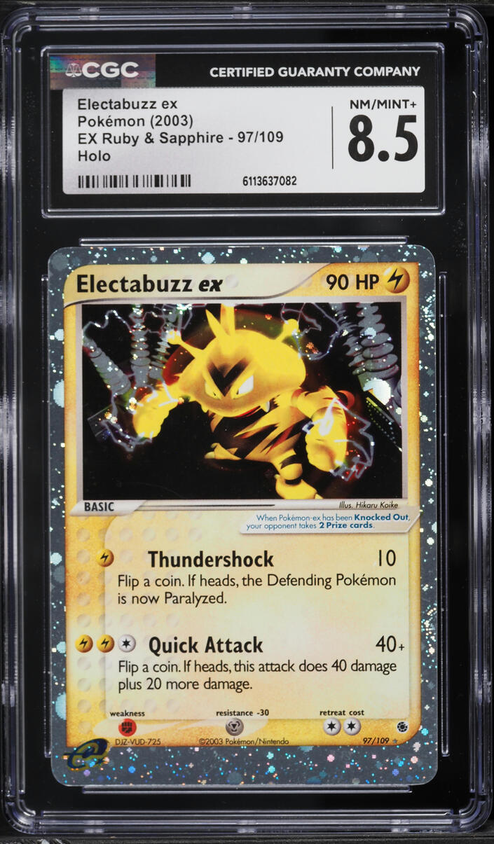 2003 Pokemon EX Ruby & Sapphire Holo Electabuzz ex #97 CGC 8.5 NM-MT+