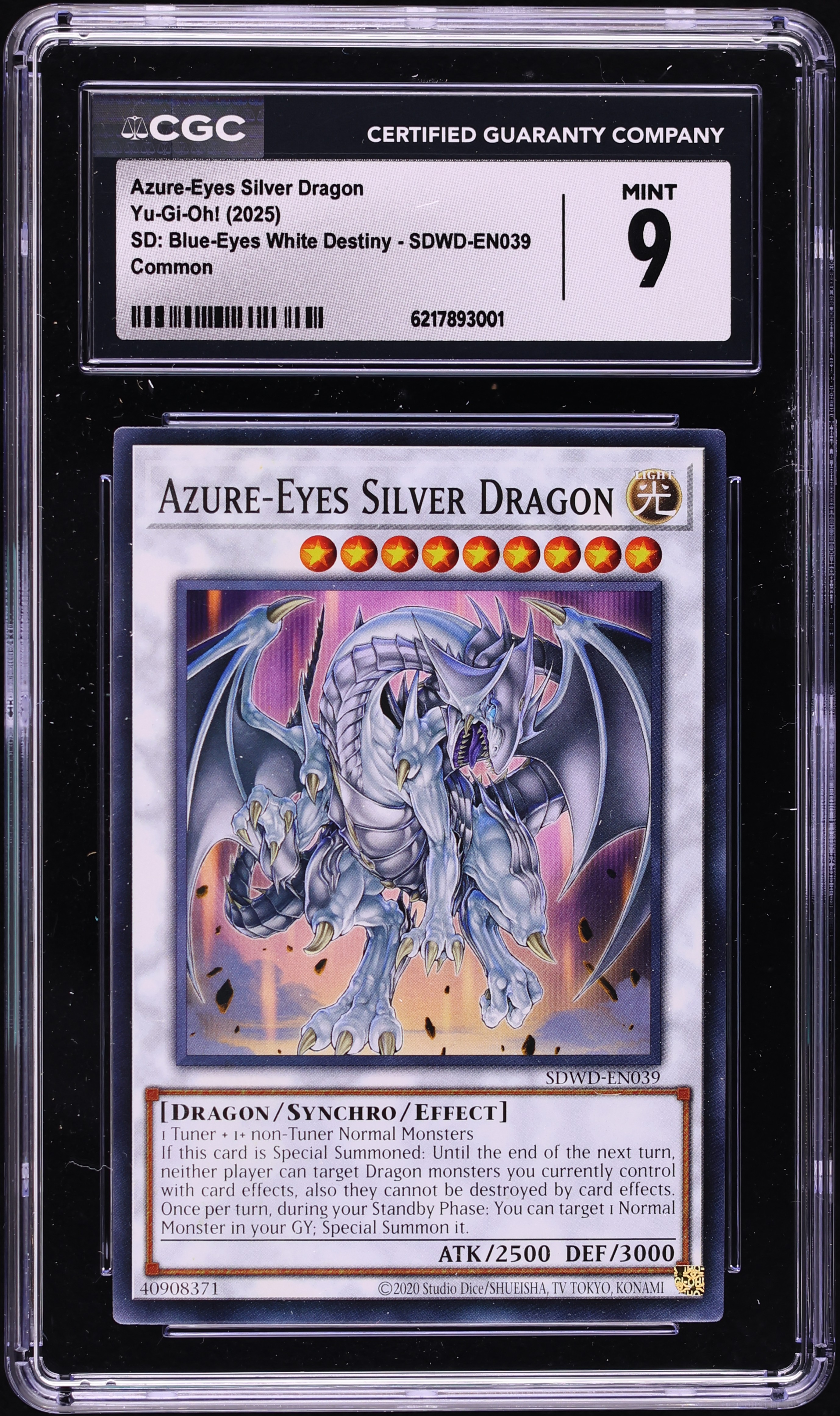 2025 Yu-Gi-Oh! SD Blue-Eyes White Destiny Azure-Eyes Silver Dragon #SDWD-EN039 CGC 9 MINT