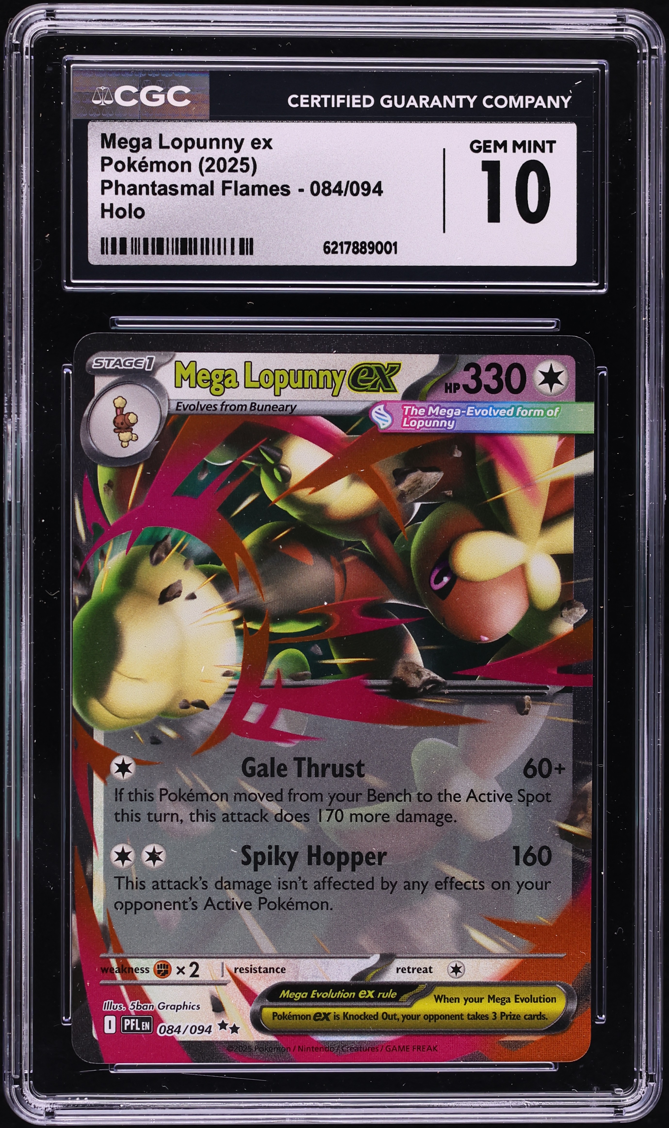 2025 Pokemon Mega Evolution Phantasmal Flames Holo Mega Lopunny Ex #84 CGC 10 GEM MINT