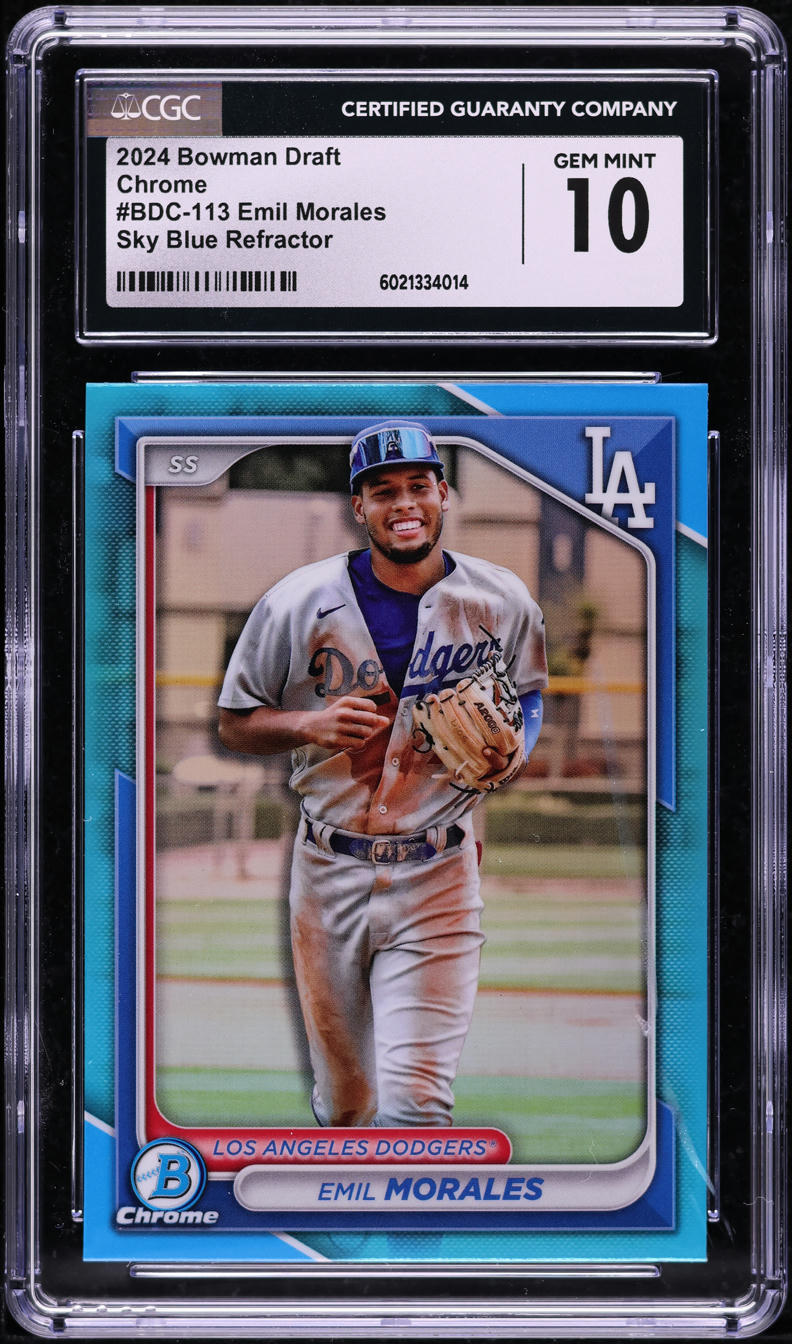 2024 Bowman Chrome Draft Sky Blue Refractor Emil Morales #BDC-113 CGC ...