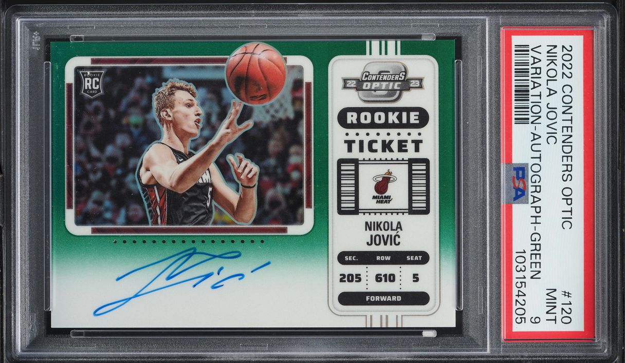 2022 Panini Contenders Optic Variation Green Nikola Jovic ROOKIE AUTO /75 #120 PSA 9 MINT
