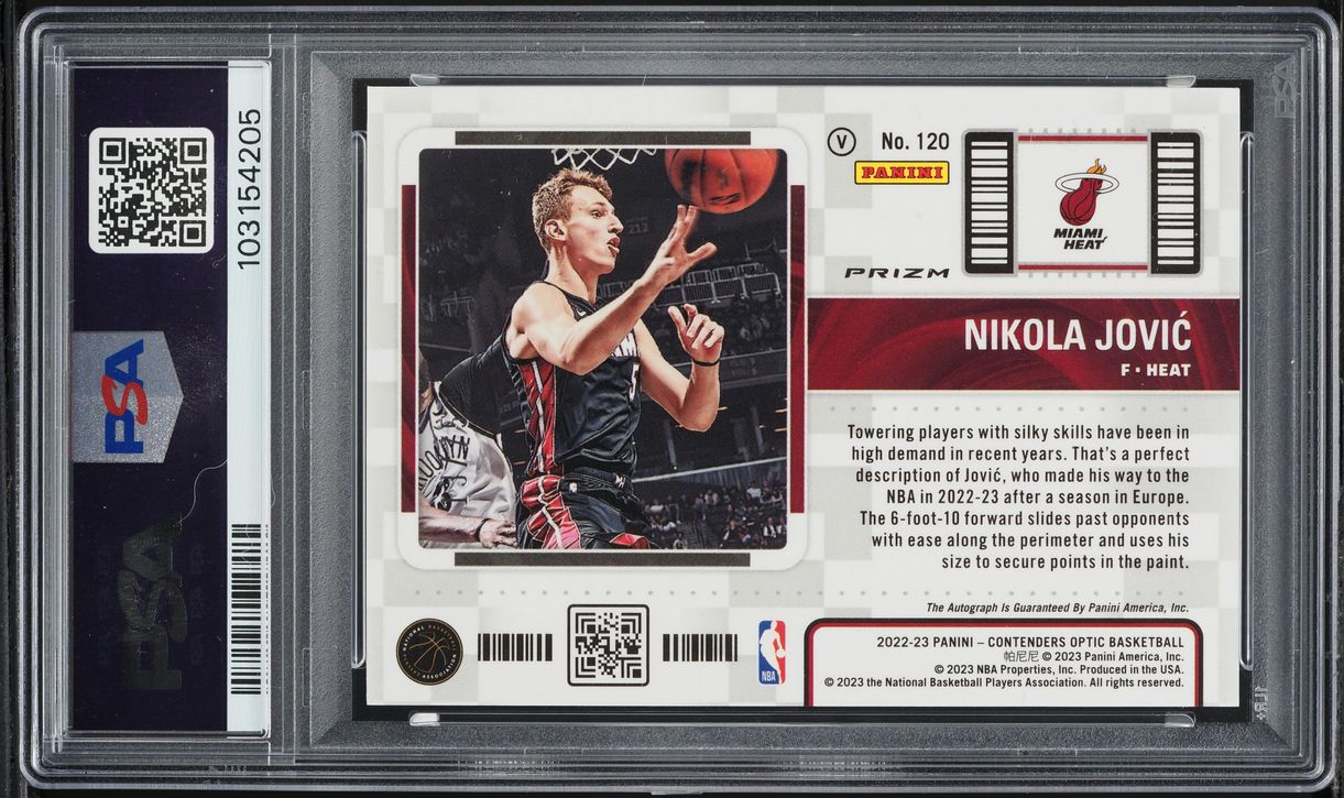 2022 Panini Contenders Optic Variation Green Nikola Jovic ROOKIE AUTO /75 #120 PSA 9 MINT