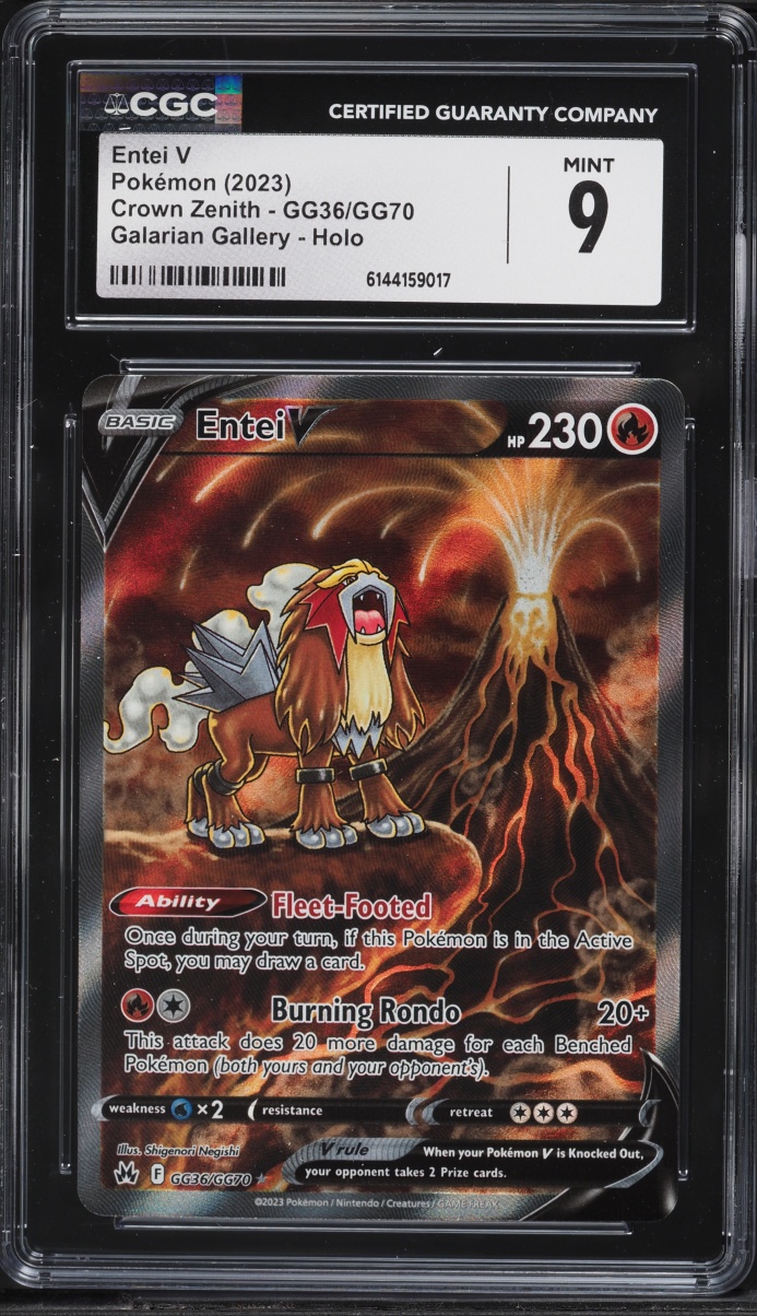 2023 Pokemon Sword & Shield Crown Zenith Galarian Gallery Alt Art Entei V #GG36 CGC 9 MINT