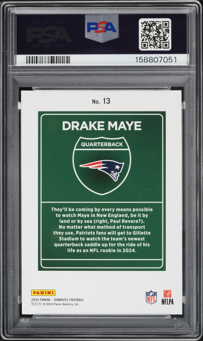 2024 Donruss Downtown! Drake Maye ROOKIE #13 PSA 10 GEM MINT