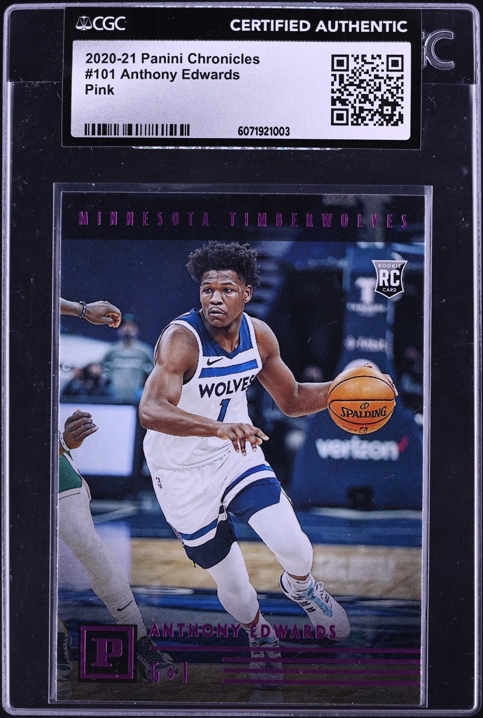 2020 Panini Chronicles Pink Anthony Edwards ROOKIE #101 CGC AUTH