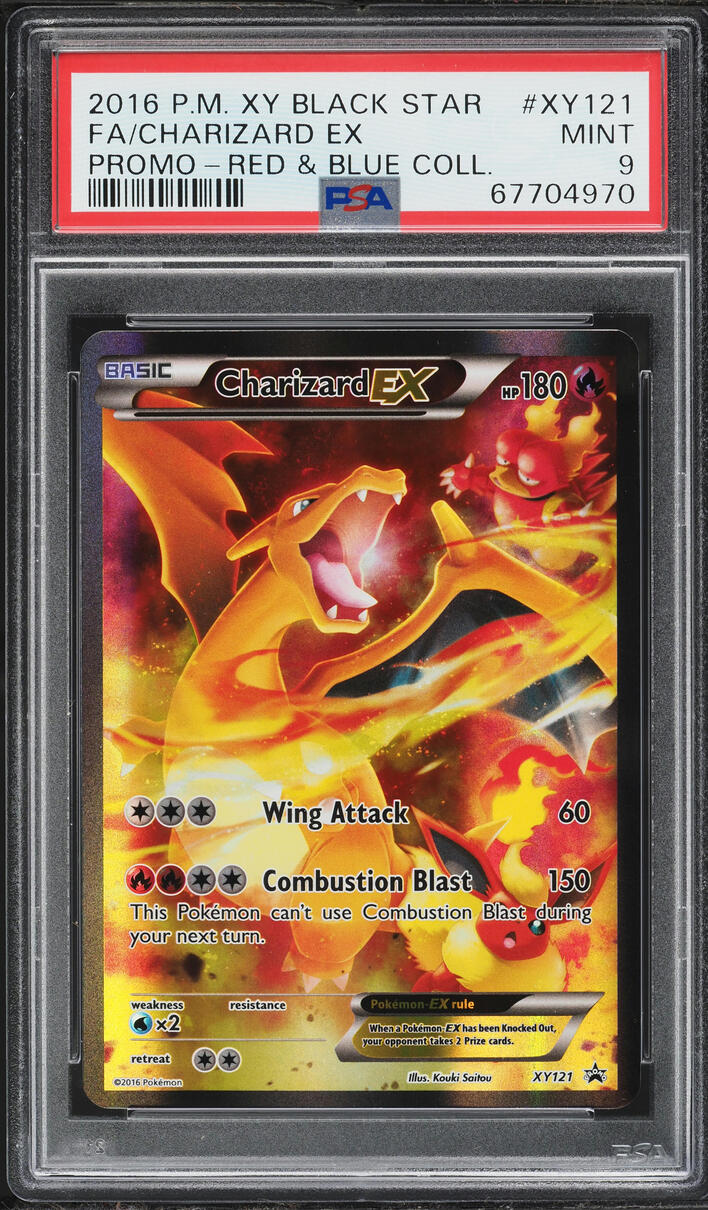 2016 Pokemon XY Black Star Promo Red & Blue Collection Full Art Charizard EX #XY121 PSA 9 MINT