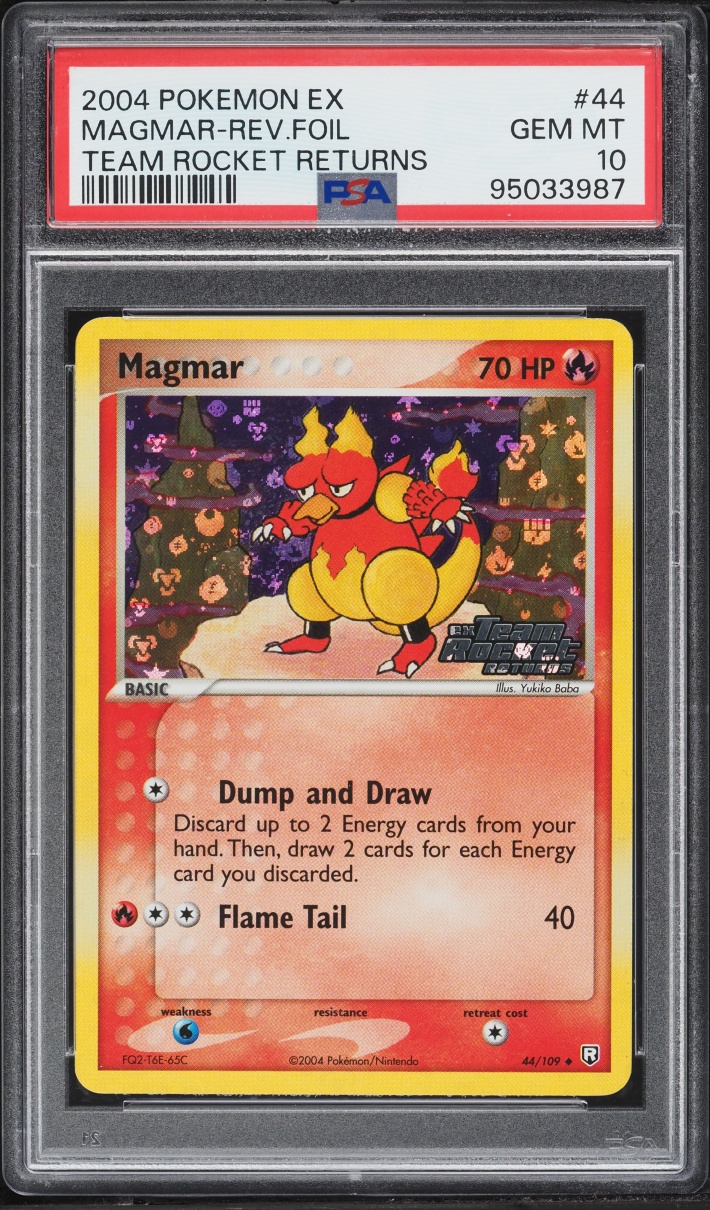 2004 Pokemon EX Team Rocket Returns Reverse Holo Magmar #44 PSA 10 GEM MINT