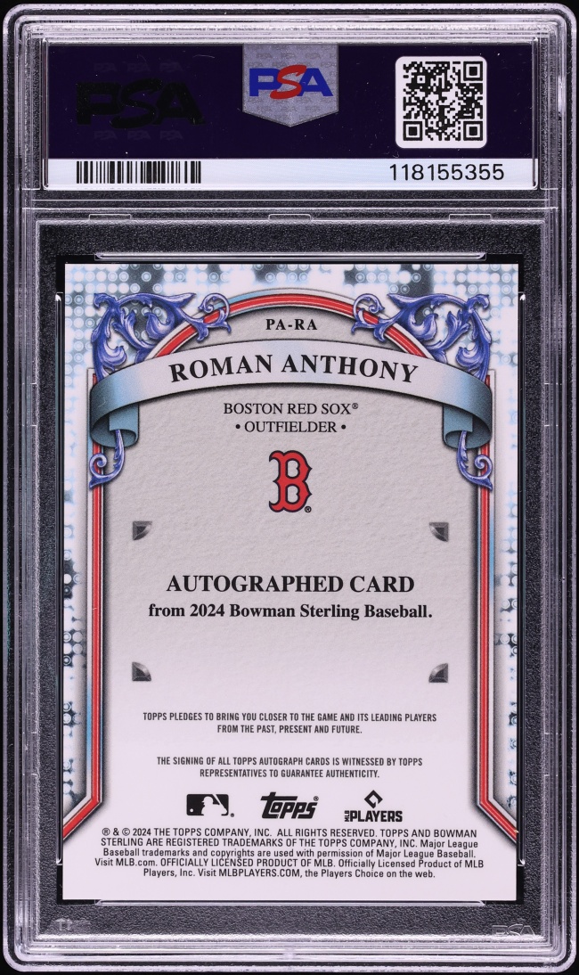 2024 Bowman Sterling Roman Anthony PROSPECT AUTO #PA-RA PSA 10 GEM MINT