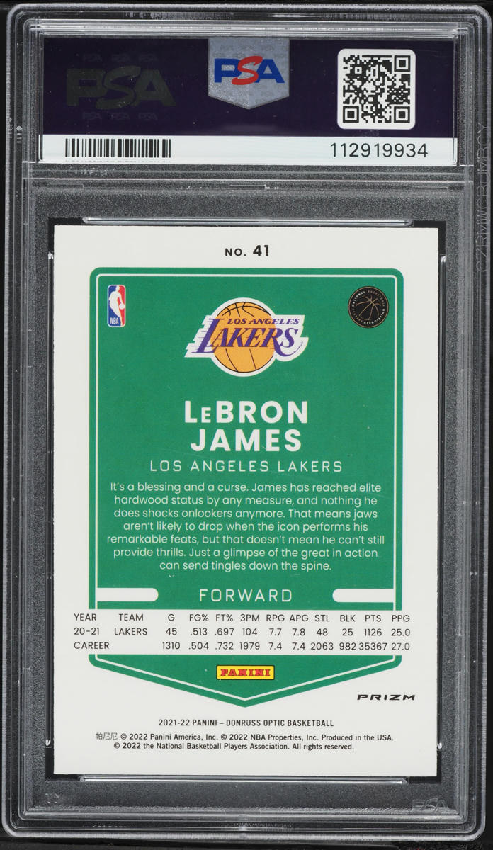 2021 Donruss Optic Purple LeBron James #41 PSA 10 GEM MINT