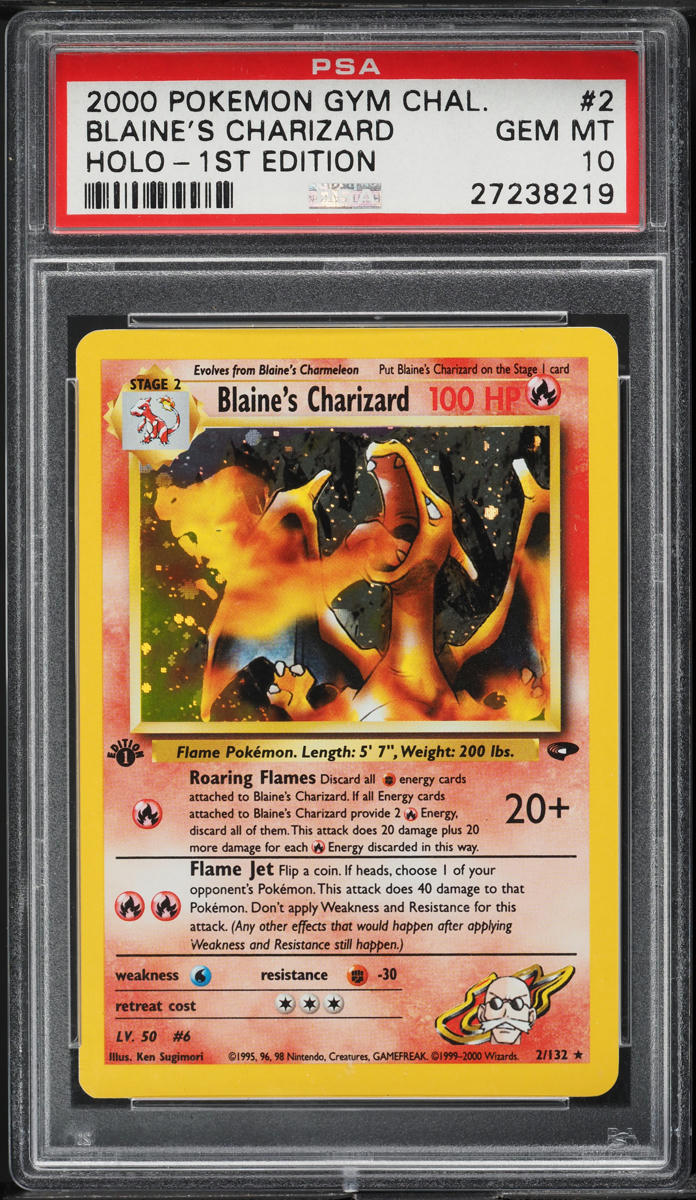 2000 Pokemon Gym Challenge 1st Edition Holo Blaine's Charizard #2 PSA 10 GEM