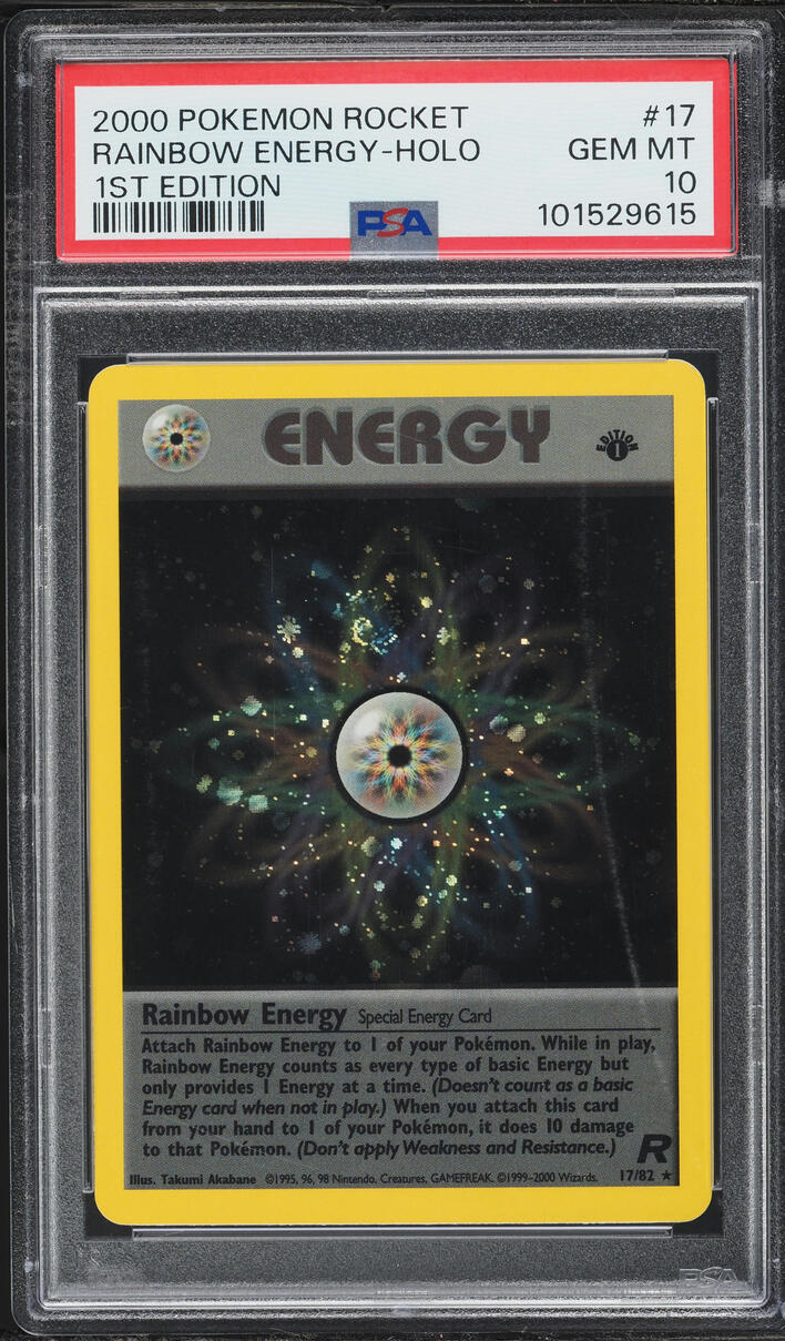 2000 Pokemon Team Rocket 1st Edition Holo Rainbow Energy #17 PSA 10 GEM MINT