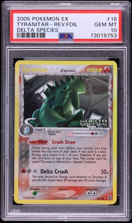2005 Pokemon EX Delta Species Reverse Holo Tyranitar #16 PSA 10 GEM MINT