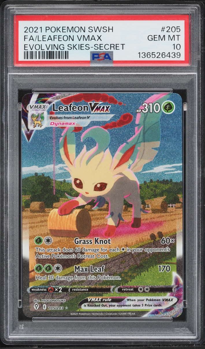 2021 Pokemon Sword & Shield Evolving Skies Alt Art Leafeon VMAX #205 PSA 10 GEM MINT