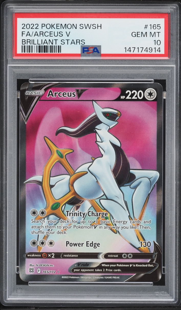 2022 Pokemon Sword & Shield Brilliant Stars Full Art Arceus V #165 PSA 10 GEM MINT
