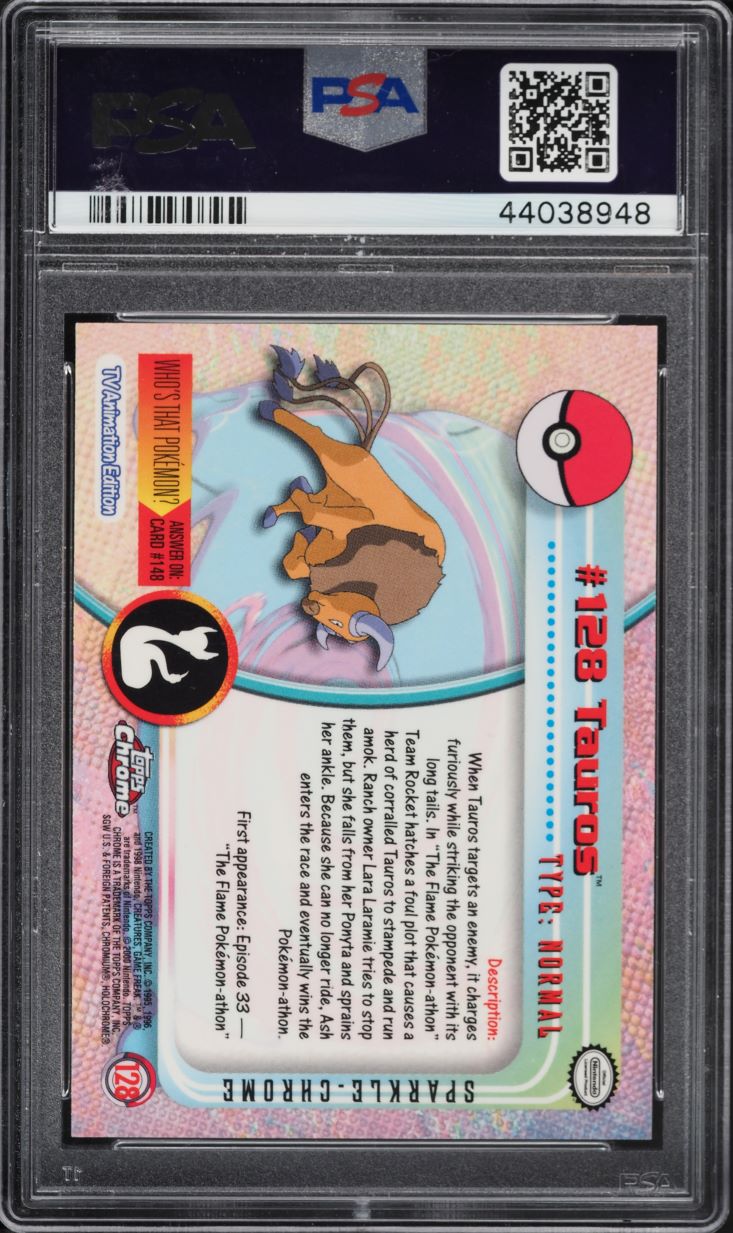2000 Pokemon Topps Chrome Series 2 Sparkle Tauros #128 PSA 10 GEM MINT