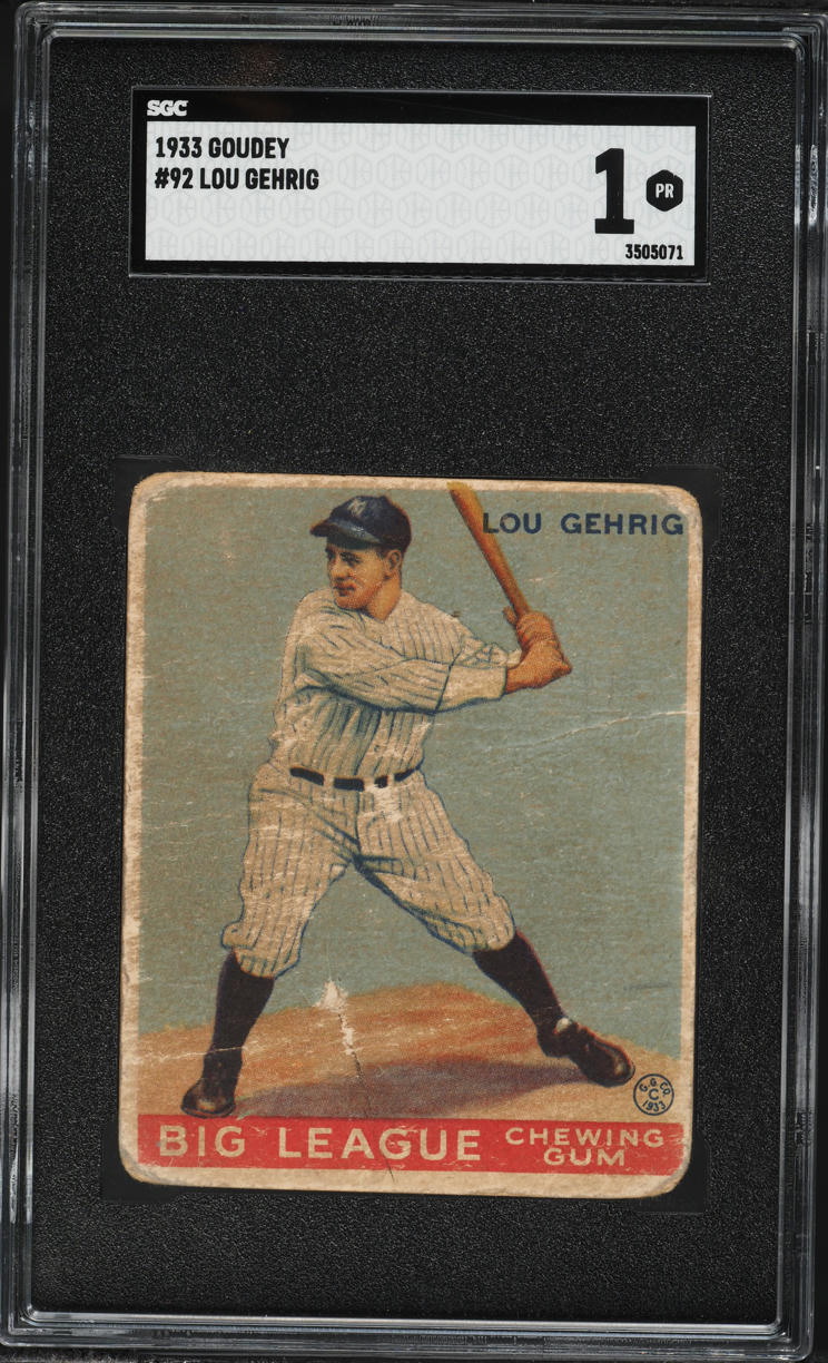 1933 Goudey Lou Gehrig #92 SGC 1 PR