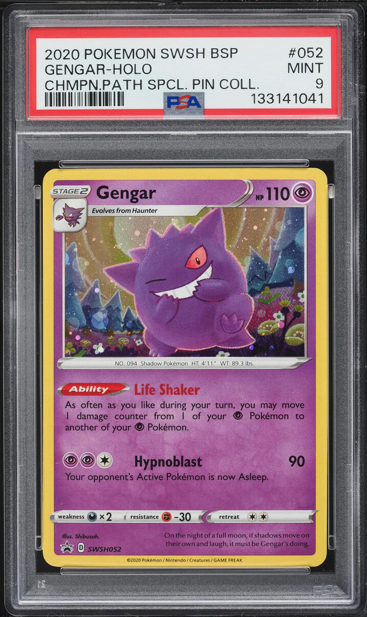 2020 Pokemon Sword & Shield Promo Champion's Path Pin Collection Holo Gengar #52 PSA 9 MINT
