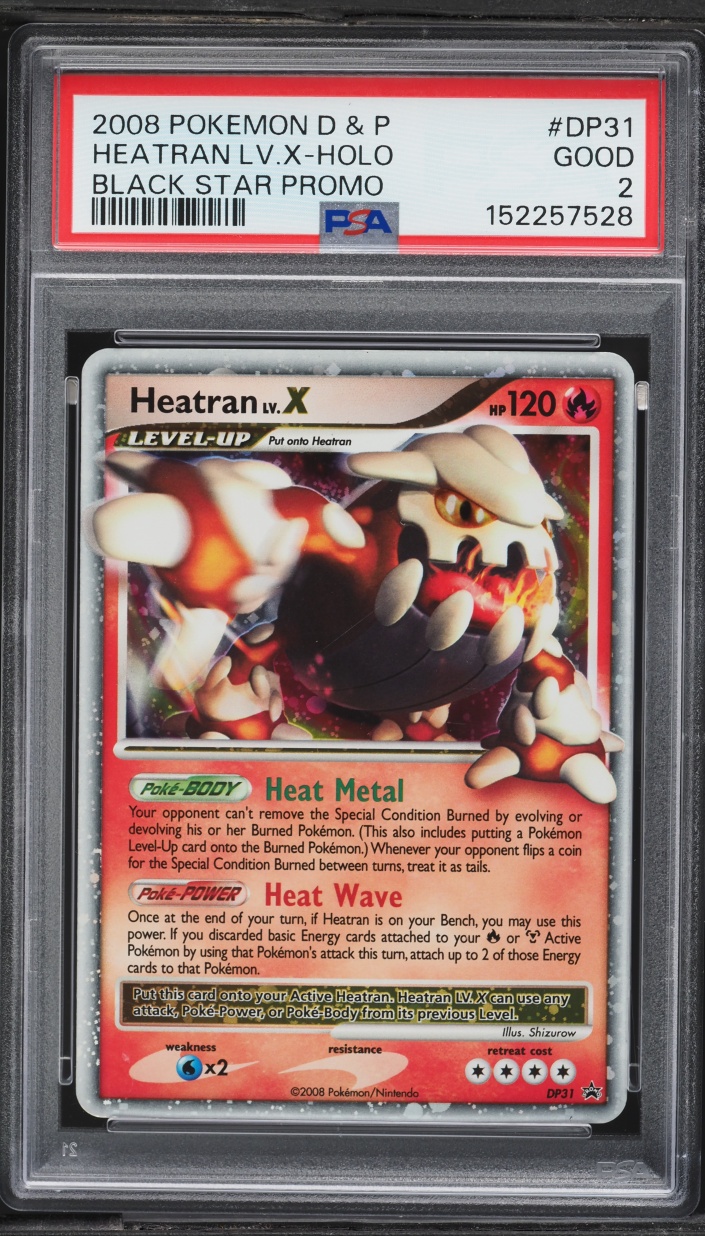 2008 Pokemon Diamond & Pearl Black Star Promo Holo Heatran LV.X #DP31 PSA 2 GD