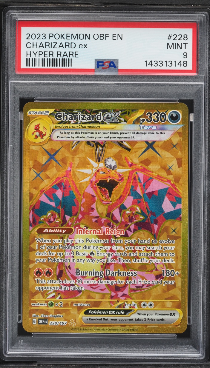 2023 Pokemon Scarlet & Violet Obsidian Flames Gold Rare Charizard Ex #228 PSA 9 MINT