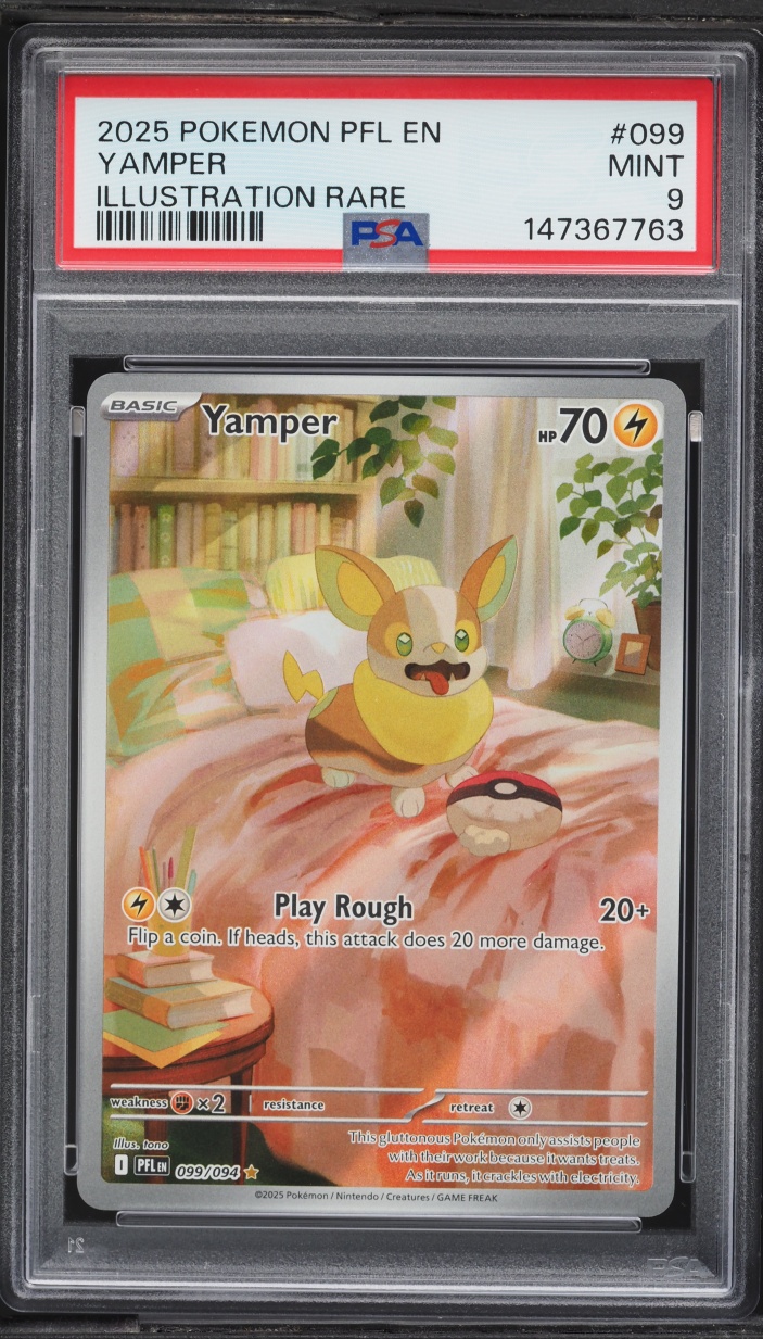 2025 Pokemon Mega Evolution Phantasmal Flames IR Yamper #99 PSA 9 MINT