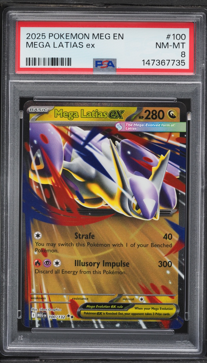 2025 Pokemon Mega Evolution Holo Mega Latias ex #100 PSA 8 NM-MT