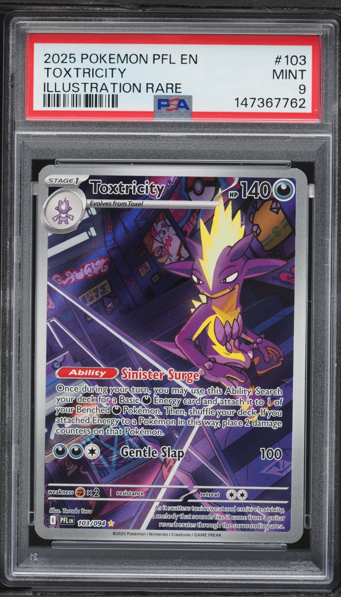 2025 Pokemon Phantasmal Flames IR Toxtricity #103 PSA 9 MINT