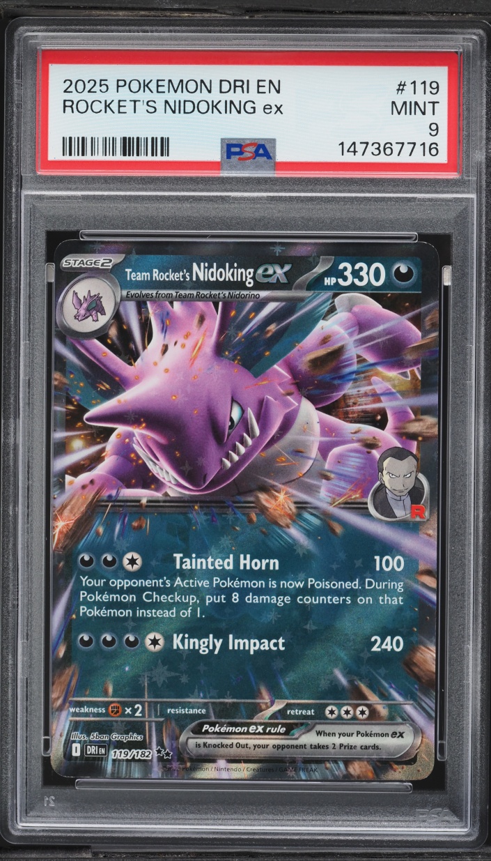 2025 Pokemon Scarlet & Violet Destined Rivals Holo Team Rocket's Nidoking ex #119 PSA 9 MINT