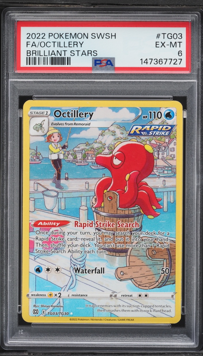 2022 Pokemon Sword & Shield Brilliant Stars CHR Octillery #TG03 PSA 6 EXMT