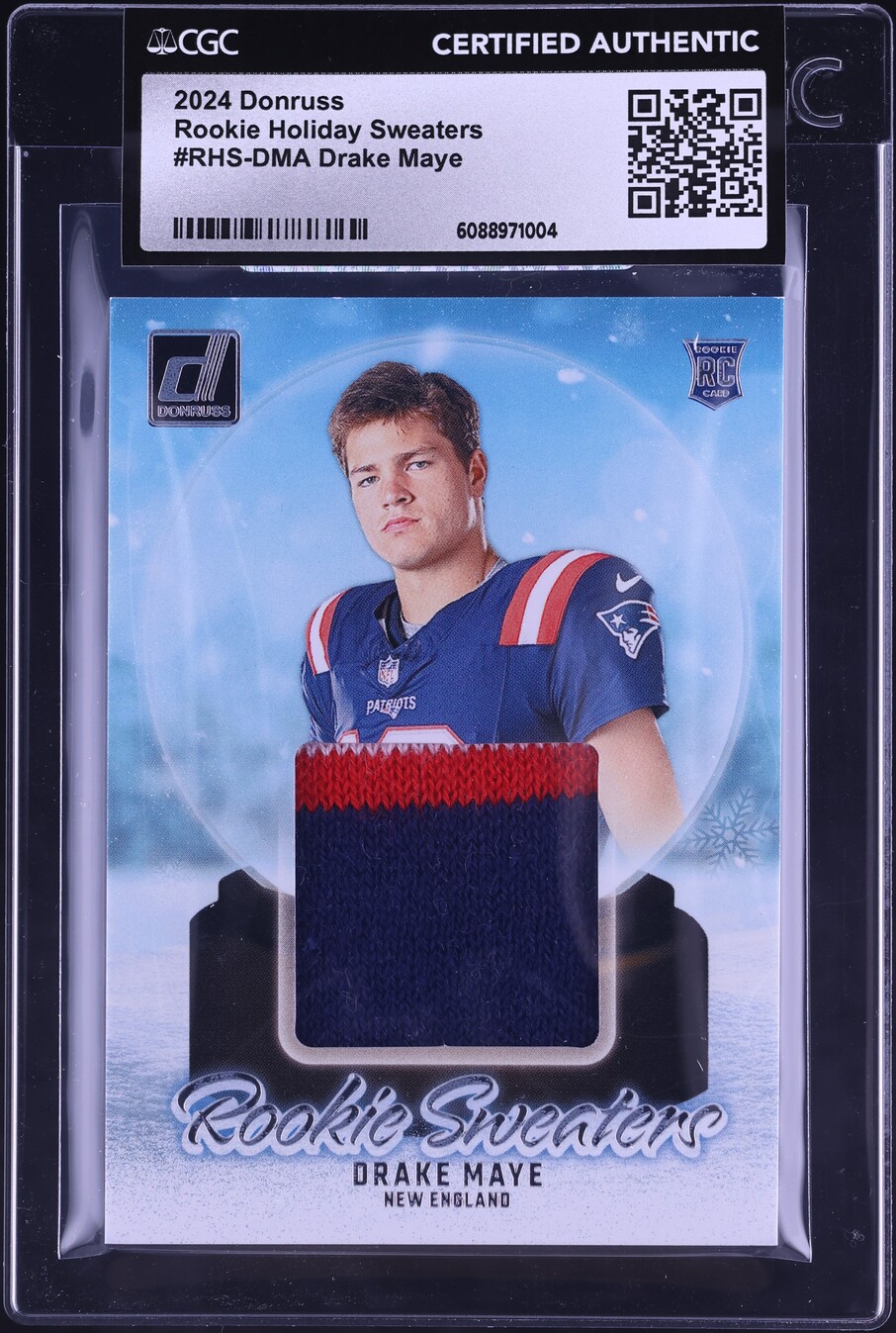 2024 Donruss Holiday Sweaters Drake Maye ROOKIE PATCH #RHS-DMA CGC AUTH ...