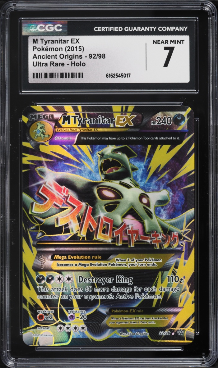 2015 Pokemon XY Ancient Origins Full Art M Tyranitar EX #92 CGC 7 NRMT