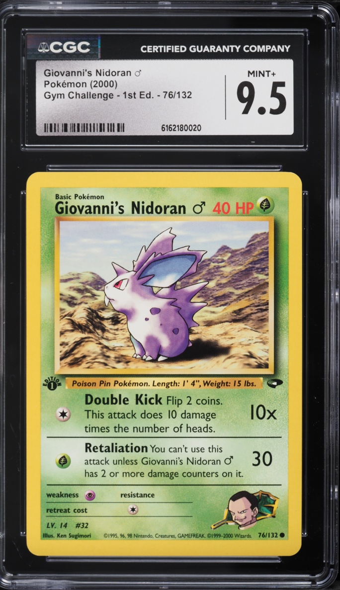 2000 Pokemon Gym Challenge 1st Edition Giovanni's Nidoran #76 CGC 9.5 MINT+