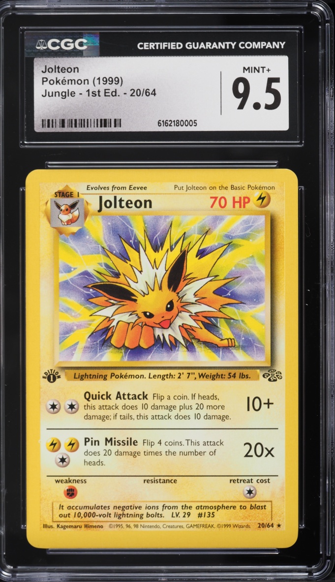 1999 Pokemon Jungle 1st Edition Jolteon #20 CGC 9.5 MINT+