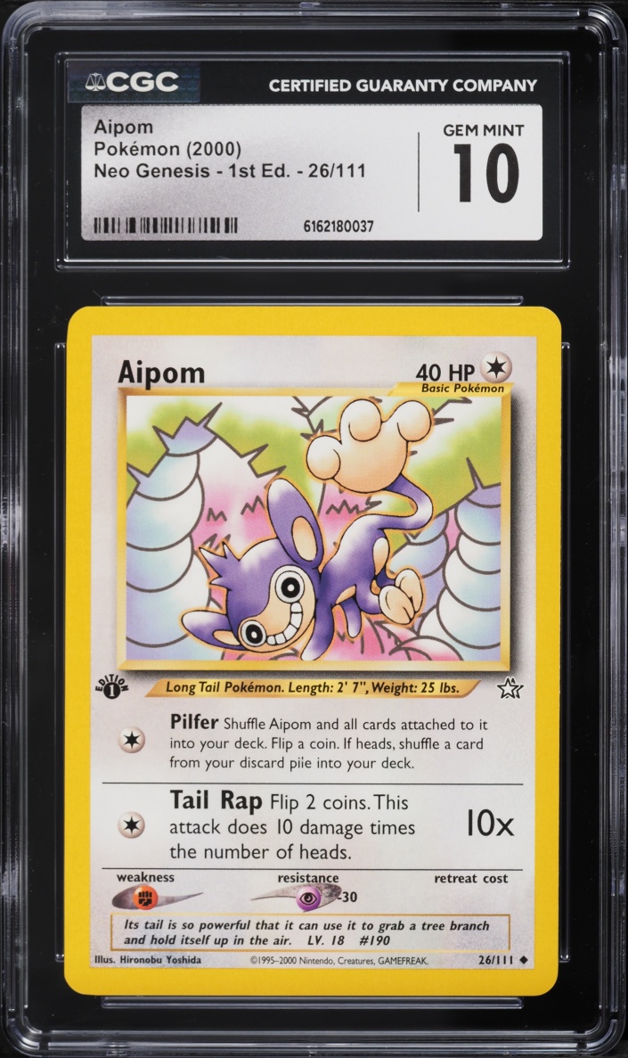 2000 Pokemon Neo Genesis 1st Edition Aipom #26 CGC 10 GEM MINT
