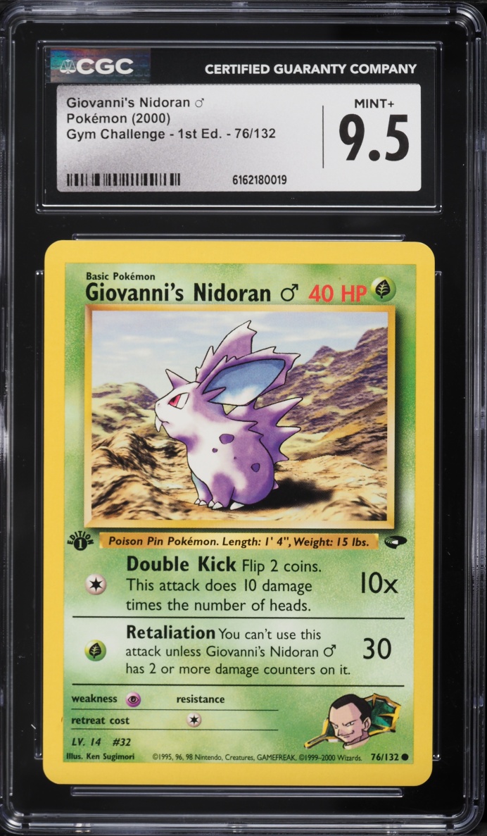 2000 Pokemon Gym Challenge 1st Edition Giovanni's Nidoran #76 CGC 9.5 MINT+