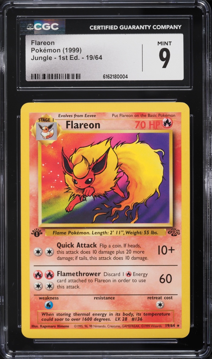 1999 Pokemon Jungle 1st Edition Flareon #19 CGC 9 MINT