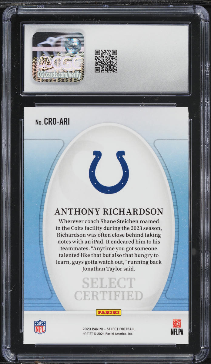 2023 Select Certified Anthony Richardson ROOKIE #CRO-ARI CGC 10 GEM MINT