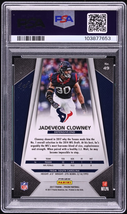 2017 Panini Prizm Black Finite Jadeveon Clowney 1/1 #49 PSA 9 MINT