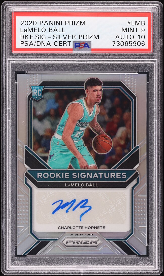 2020 Panini Prizm Silver LaMelo Ball ROOKIE AUTO DNA 10 #RS-LMB PSA 9 MINT