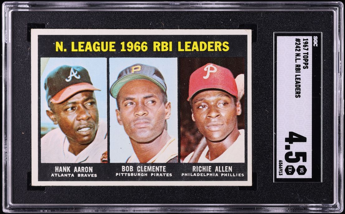 1967 Topps Hank Aaron Roberto Clemente Richie Allen RBI LDRS #242 SGC 4.5 VGEX+