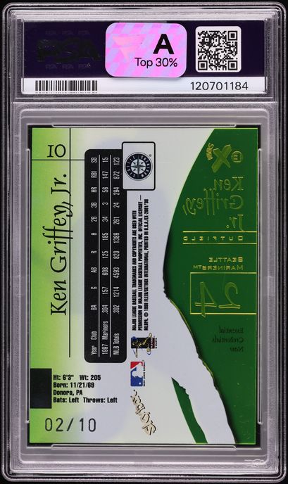 1998 Skybox E-X2001 Essential Credentials Now Ken Griffey Jr. /10 #10 PSA 8 NM-MT - Photo 2