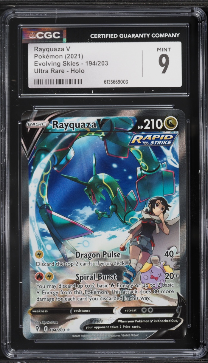 2021 Pokemon Sword & Shield Evolving Skies Full Art Rayquaza V #194 CGC 9 MINT