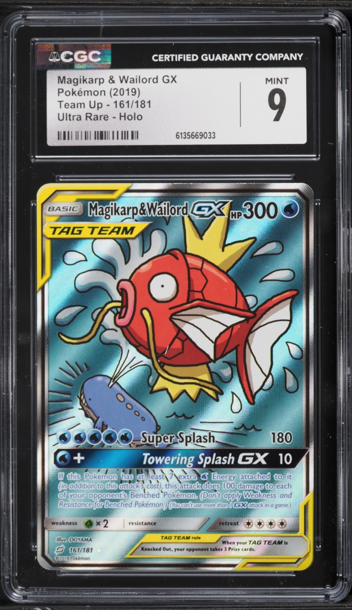 2019 Pokemon Sun & Moon Team Up Alt Art Magikarp & Wailord GX #161 CGC 9 MINT