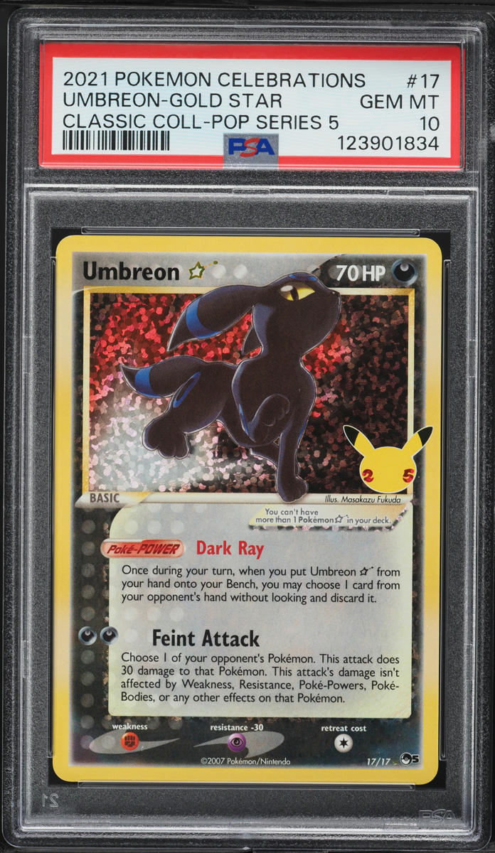 2021 Pokemon Sword & Shield Celebrations Classic Holo Umbreon Gold Star #17 PSA 10 GEM MINT