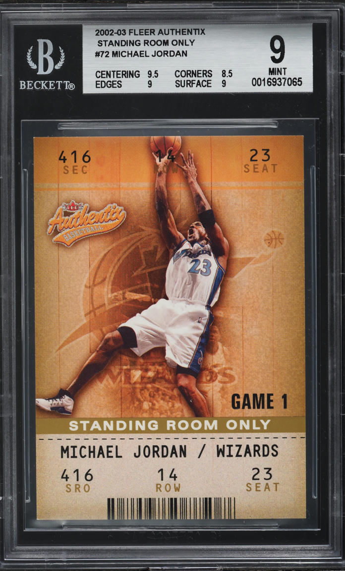 2002 Fleer Authentix Standing Room Only Michael Jordan /25 #72 BGS 9 MINT