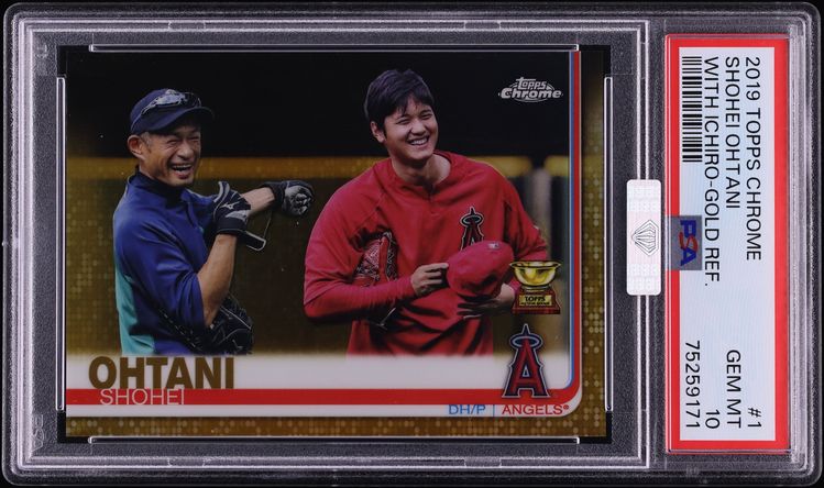 2019 Topps Chrome Variation Gold Refractor Shohei Ohtani w/ Ichiro /50 #1 MBA PSA 10 GEM MINT